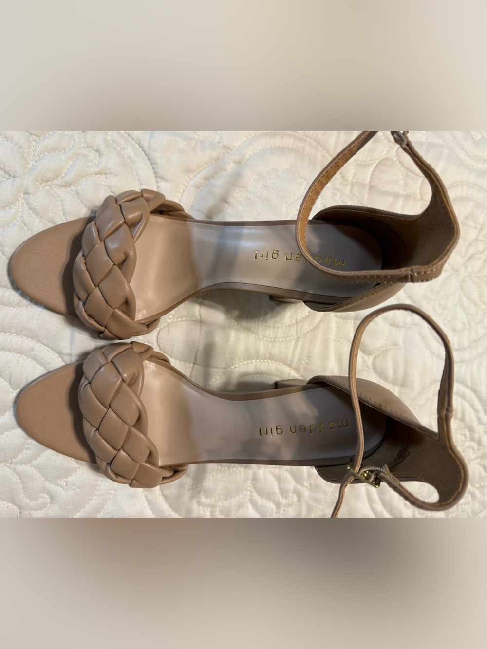 Madden Girl Braided Strap Ankle-Strap Sandals in Tan